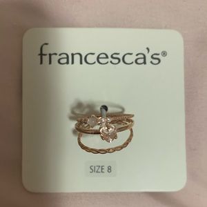 Francesca’s set Rose Gold rings brand new
